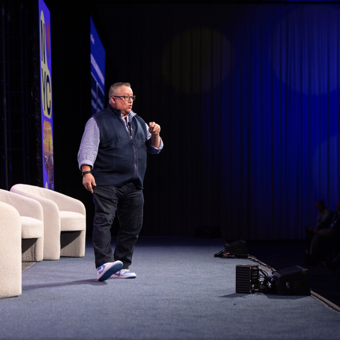 Jeff Lobb keynote speaking on stage